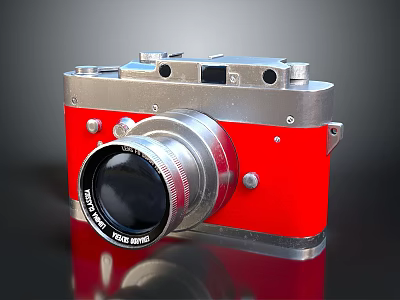 Red Vintage Desktop Computer With Classic Retro Design And Old School Aesthetic Style 3d model