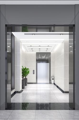 Elevator aisle public space 3d model