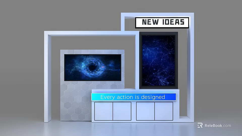 Modern Display Cabinet Shelf With Digital Screens New Ideas Sign And Tech Inspired Design 3d model 
