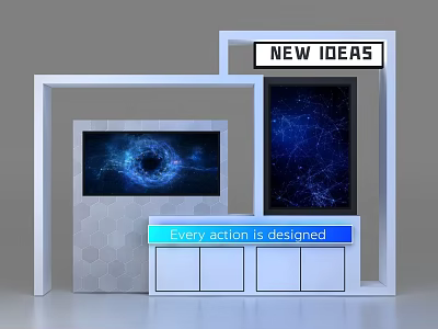 Modern Display Cabinet Shelf With Digital Screens New Ideas Sign And Tech Inspired Design 3d model