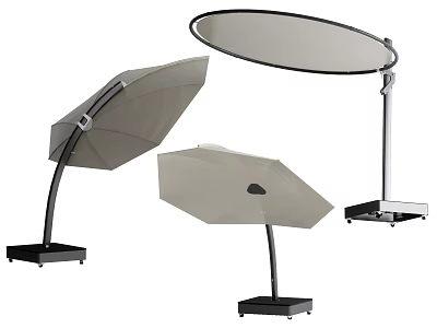Outdoor Sunshade Canopies With Curved Pole Structures And Stable Base Stands Design 3d model