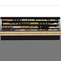 Modern Retail Display Shelf With Multilayer Organized Snacks And Beverages In Store