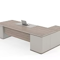 Modern Office Desk With Wooden Top And Side Drawer Cabinet In Minimalist Design