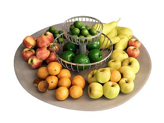 Modern fruit vegetable plate orange citrus apple pear peach food 3d model