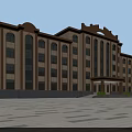 Grand Classical Office Building With Symmetrical Facade Arched Windows And Spacious Entrance Plaza