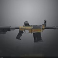 Black And Orange Tactical Rifle With Scope Magazine And Modern Design