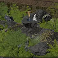 Stepping Stones Path In Japanese Garden With Green Plants Moss Rocks And Lantern