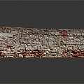 Weathered Stone Wall With Red Bricks And Gray Stones Reflective Surface Design 3d model