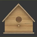 Natural Wooden Birdhouse Design With Sloped Roof Circular Entrance And Stable Base
