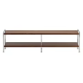 Modern Minimalist Walnut Dining Table With Dual Layer Storage Shelf And Sleek Stainless Steel Legs