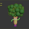 Cute Cartoon Broccoli Character With Eyes Arms Legs On Dark Background