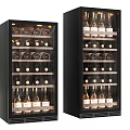 Modern Black Glass Door Wine Coolers With Interior Lighting And Multiple Wine Bottle Racks
