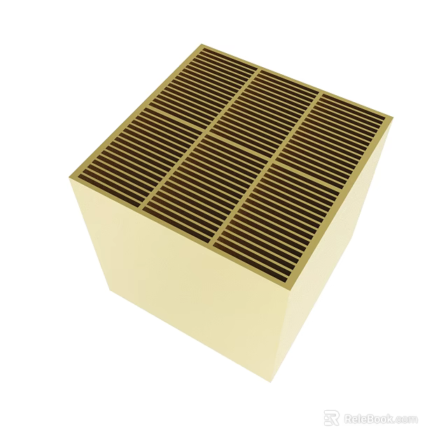 Yellow Cubic Structure With Grille Vents For Efficient Ventilation 3d model 