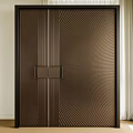 Modern Luxury Entrance Door With Striped Design And Metallic Texture For Home Entrance