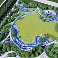 Scenic Park Landscape With Open Green Lawn Winding Paths And Trees