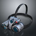 Worn Vintage Steampunk Headband Lighting Combination Featuring Metal Texture Blue Lenses And Retro Design
