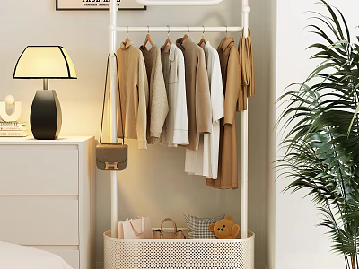 Coat Rack Hanger Cream Hanger Cat Hanger Iron Hanger Floor Hanger Mobile Hanger Bedroom Coat Rack Side Cabinet Clothes Bedroom 3d model