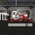Indoor Boxing Training Space With Red Roped Ring And Modern Industrial Design