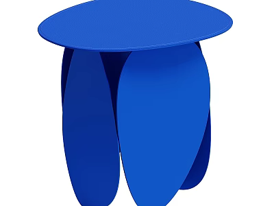 Blue Modern Coffee Table With Round Top And Curved Leaf Like Legs 3d model