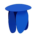 Blue Modern Coffee Table With Round Top And Curved Leaf Like Legs