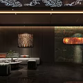 Modern SPA Sauna Interior With Wooden Walls Decorative Painting Sofa And Floor to Ceiling Windows