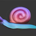 Pink And Blue Snail Shaped Decorative Furniture Ornament With Spiral Shell And Glossy Surface