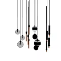 Modern Contemporary Pendant Lights With Spherical Transparent Glass And Metal Rod Designs