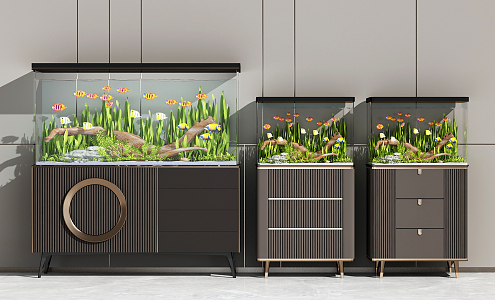 Modern fish tank fish tank combination 3d model