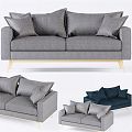 Modern double sofa pillow 3d model