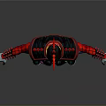 3D Character With Biological Armor Red Blue Spiked Shoulders Horned Helmet Sci Fi Design