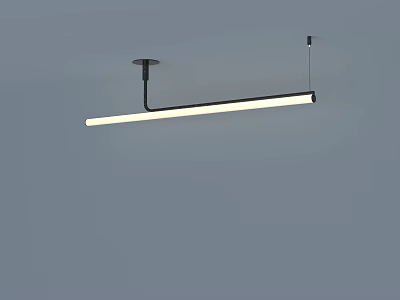 Modern Long Chandelier Design With Black Frame And White Light 3d model