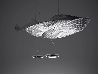 Modern Wavy Chandelier With Perforated Mesh Surface And Two Circular Bases 3d model