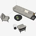Stylish Sofa Set With Single Armchairs Round Coffee Table And Cushions 3d model