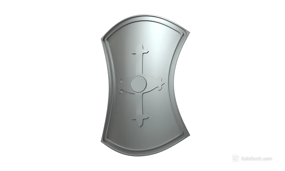 Metal Shield As Defensive Weapon With Decorative Cross And Circular Patterns 3d model 