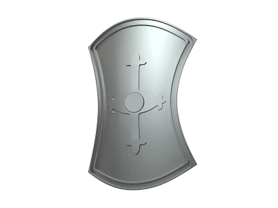 Metal Shield As Defensive Weapon With Decorative Cross And Circular Patterns 3d model
