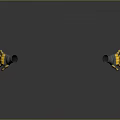 Black And Yellow Screwdrivers With Wasp Like Stripes On Shiny Black Surface