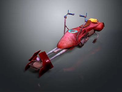 Red Retro Motorcycle with Yellow Seat Metal Handlebars and Sleek Red Body 3d model