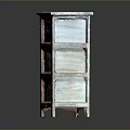 Wooden Three Tier Open Shelf Storage Unit With Natural Wood Finish And Support Legs
