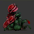 Vibrant Pink and Red Roses With Fresh Green Leaves in Beautiful Bouquet on Dark Background