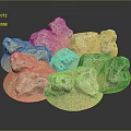 Irregularly Shaped Stone Pieces on Circular Wooden Base Natural Design