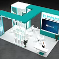 Leading Med Medical Devices Exhibition Booth With Teal Design And Product Displays