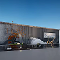 Modern Building Wall Featuring Karesansui Landscape Design With Rocks And Gravel