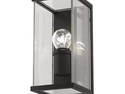 Sleek Modern Wall Light With Black Frame And Clear Glass Shade 3d model