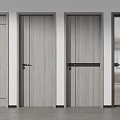 Modern Wooden Hinged Doors With Different Sleek Designs And Glass Elements 3d model