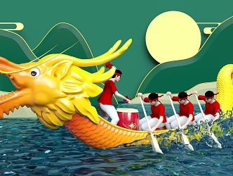 Modern Dragon Boat Dragon Boat Festival Dragon Boat Race 3d model