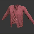 Stylish Pink Knitted Cardigan With Open Front And Button Design 3d model