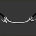 Sleek Metallic Vehicle Handlebar With Silver Black Red Accents And Reflection
