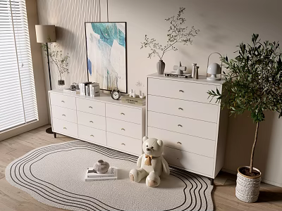 Modern Cream Style Cabinet Whole Cabinet Sideboard Cabinet Balcony Cabinet Storage Cabinet Entrance Cabinet 3d model