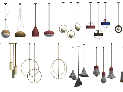 Pendant Lights with Various Modern Designs and Stylish Shapes for Home Decoration 3d model