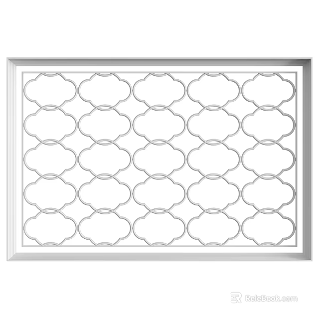 Geometric Pattern Decorative Component With Silver Frame And Intricate Design 3d model 